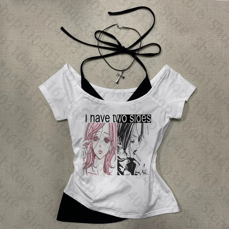 레터 프린트 그런지 빈티지 코르셋 탱크탑 베이비 티 펑크 Y2K 의류 고딕 이모 걸스 캐미솔 탑 에스테틱 여성 크롭탑