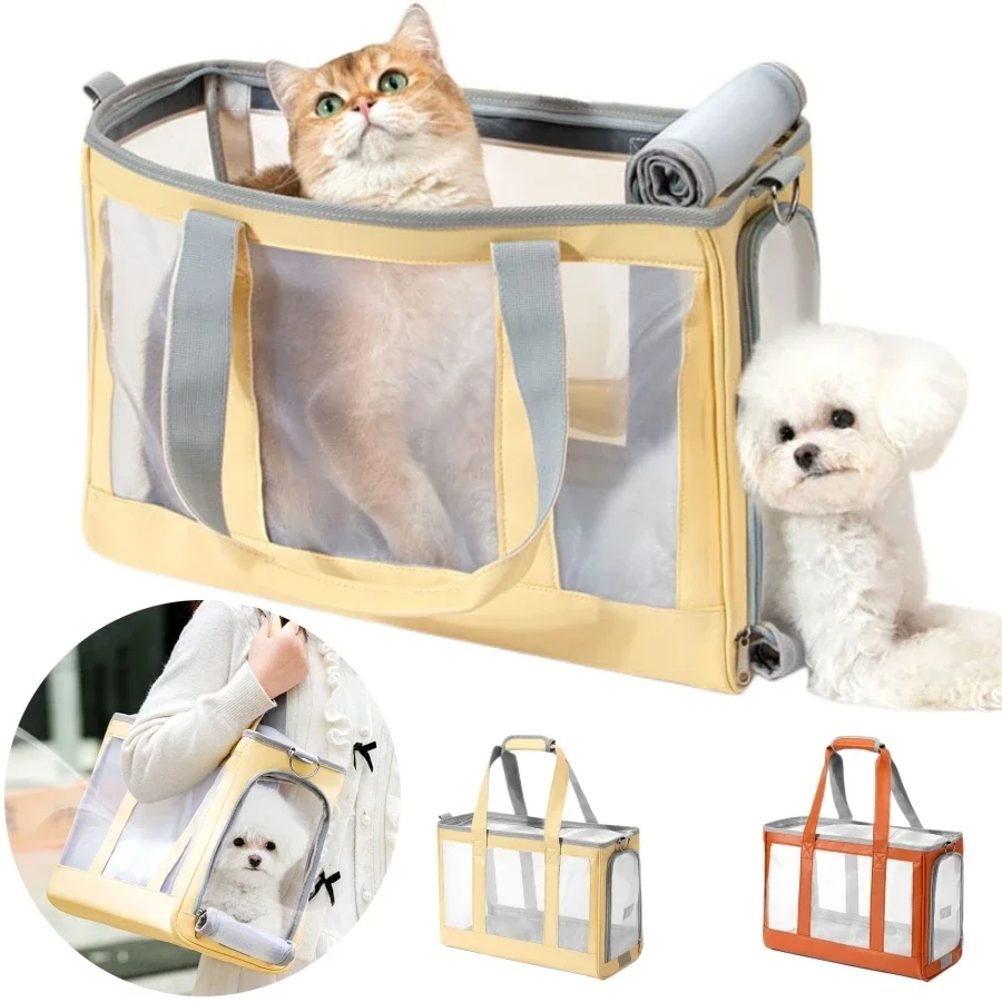 Pet Dog Carriers Bag Outdoor Travel Cat Carriers Dog Shoulder Bag Breathable Mesh Cloth Single Sling Handbag for Small Dogs Cats