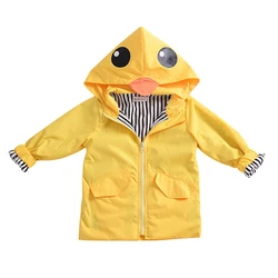 Boys And Girls Waterproof Coat Baby Duckling Shape Long Windbreaker Windproof Waterproof Children's Small Yellow Duck Coat