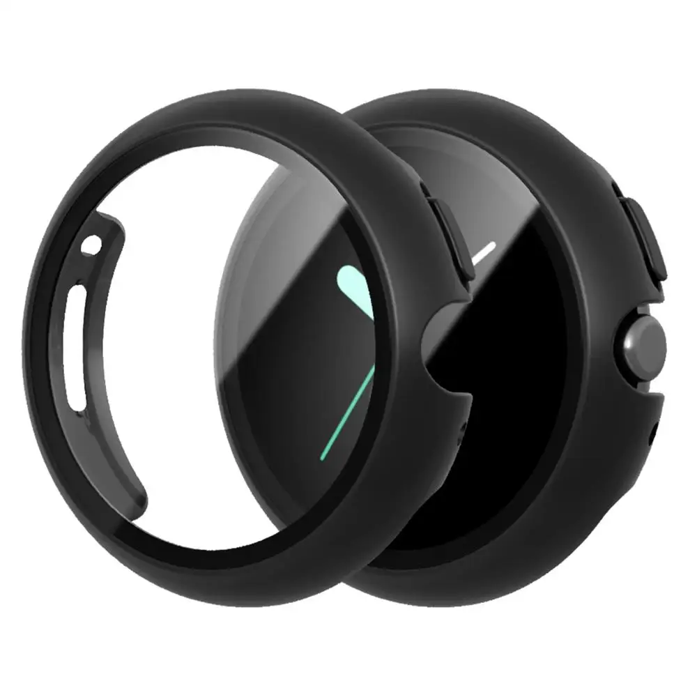 Glass+Case for Google Pixel Watch Strap Screen Protector Tempered Bumper Cover Frame Film PC Hard-Shell Pixel Watch 2 Accessorie