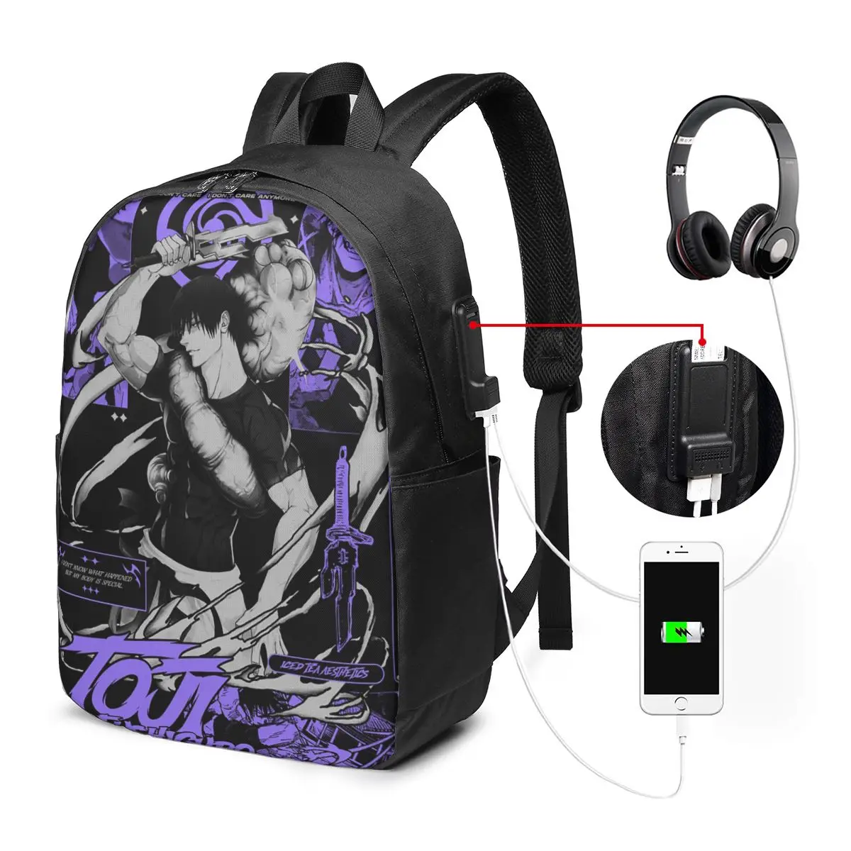 

Tokyo Revengers Toji Fushiguro Backpack Travel Notebook Bag ComputerCollege Student School BagLaptop Shoulder Bags for Men Women