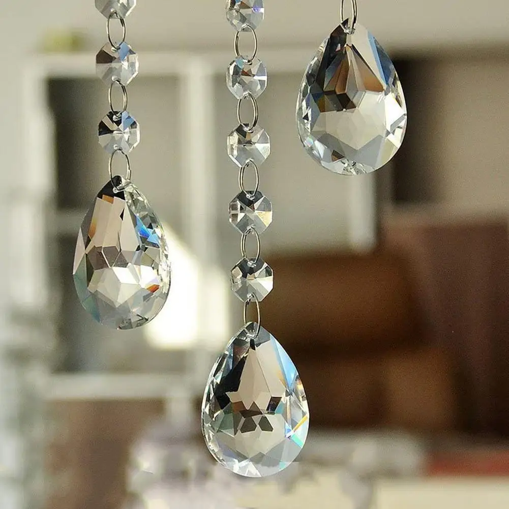 10pcs 28 Mmcrystal Mesh Pendants Lighting Crystal Accessories Angel Tears Pendant Tear Drop Crystals Parts DIY Hanging Pendant