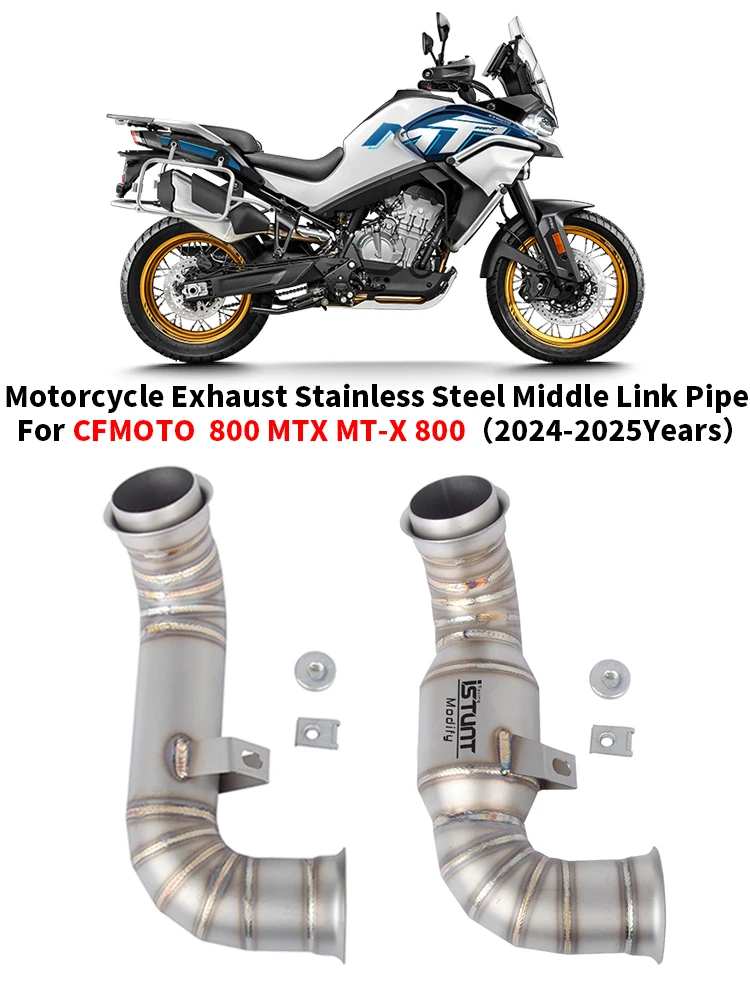 Wsuwany Układ Wydechowy Motocyklowy ze Stali Nierdzewnej, Środkowy Rura Łącząca, Tłumik Wydechu do CFMOTO 800 MTX MT-X800 MTX800 2024 2025 — 2