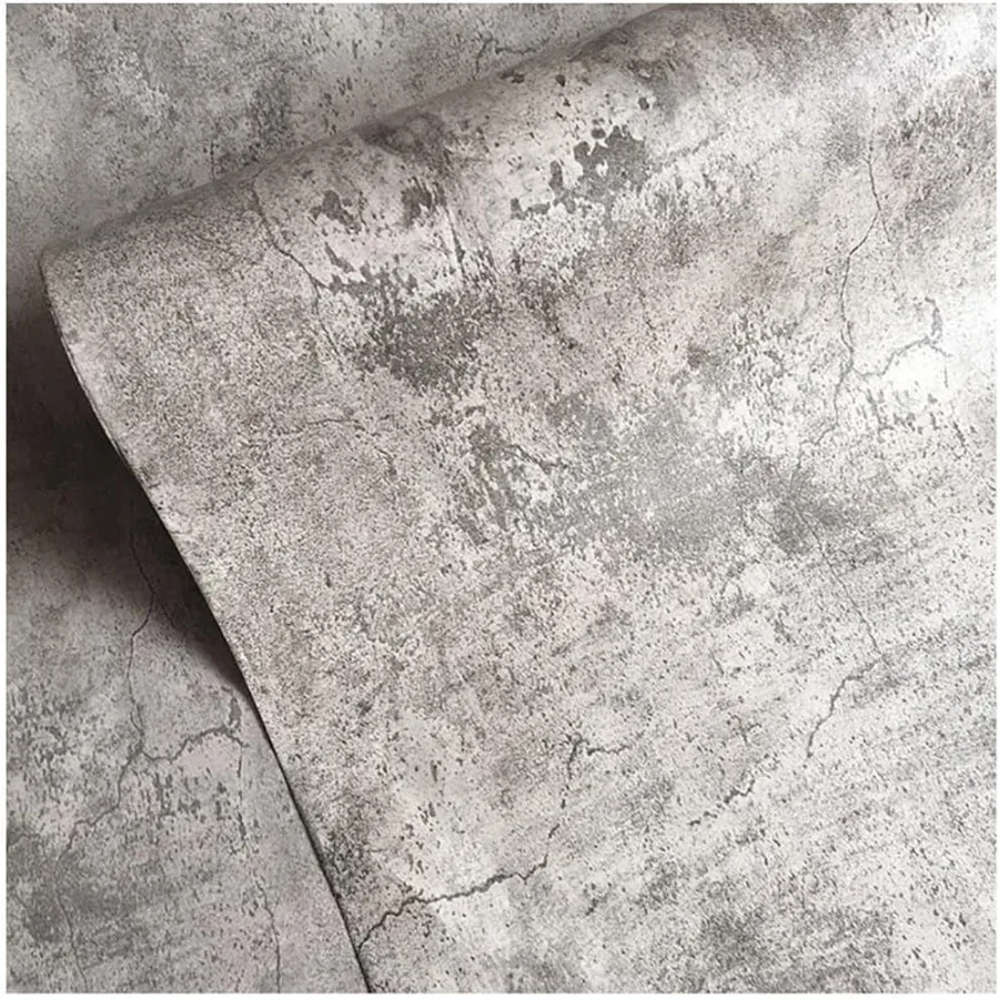 Concrete Wallpaper Peel and Stick Grey Cement Contact Paper for Industrial Style Walls Floors Cabinets Self Adhesive Waterproof
