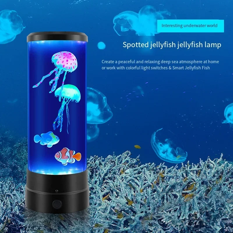 LED Jellyfish Fish Lamp Ambient Night Light Remote Control Color Changing Decorative Lights AquariumFor Children Birthday Gift