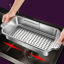 Adjustable Dish Drying Rack - Stainless Steel Sink Drainer for Dishes, Fruits, Vegetable - Space-Saving Kitchen Organizer