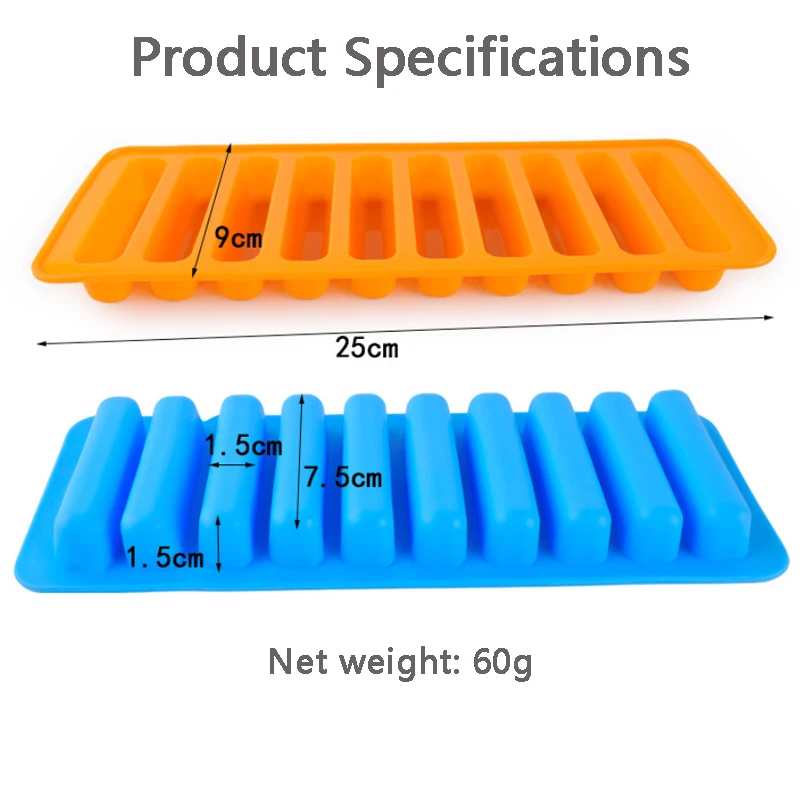 1/4PCS DIY 10 Continuous Strip Shaped Silicone Mold Cake Mold Finger Mafen Cup Biscuit Cake Cup Baking Mold Ice Grid Mold