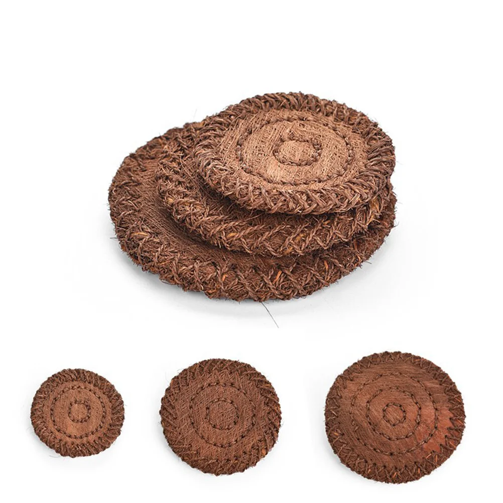 

Braided Coaster Brown 13x13cm Heat Resistant Cup Holder Thick Woven Cup Mat for Home Office Hotel Tea Scratch