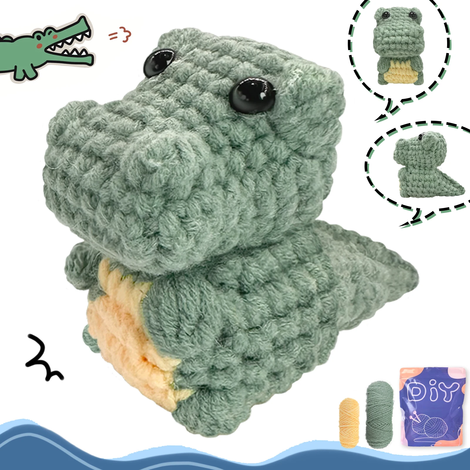 1PC Mini Crocodile Weaving Set, Perfect Home Decor with Step-by-Step Video Tutorial for Beginners(Accessories In Random Color)