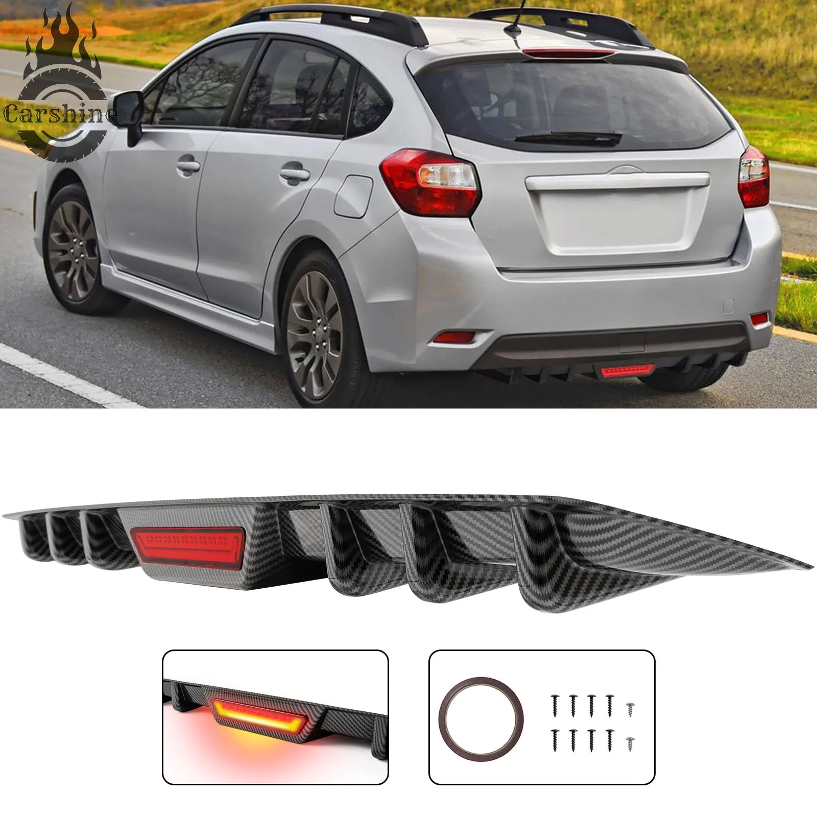 

Диффузор-спойлер заднего бампера из карбона с LED-фонарем стоп-сигнала для Subaru