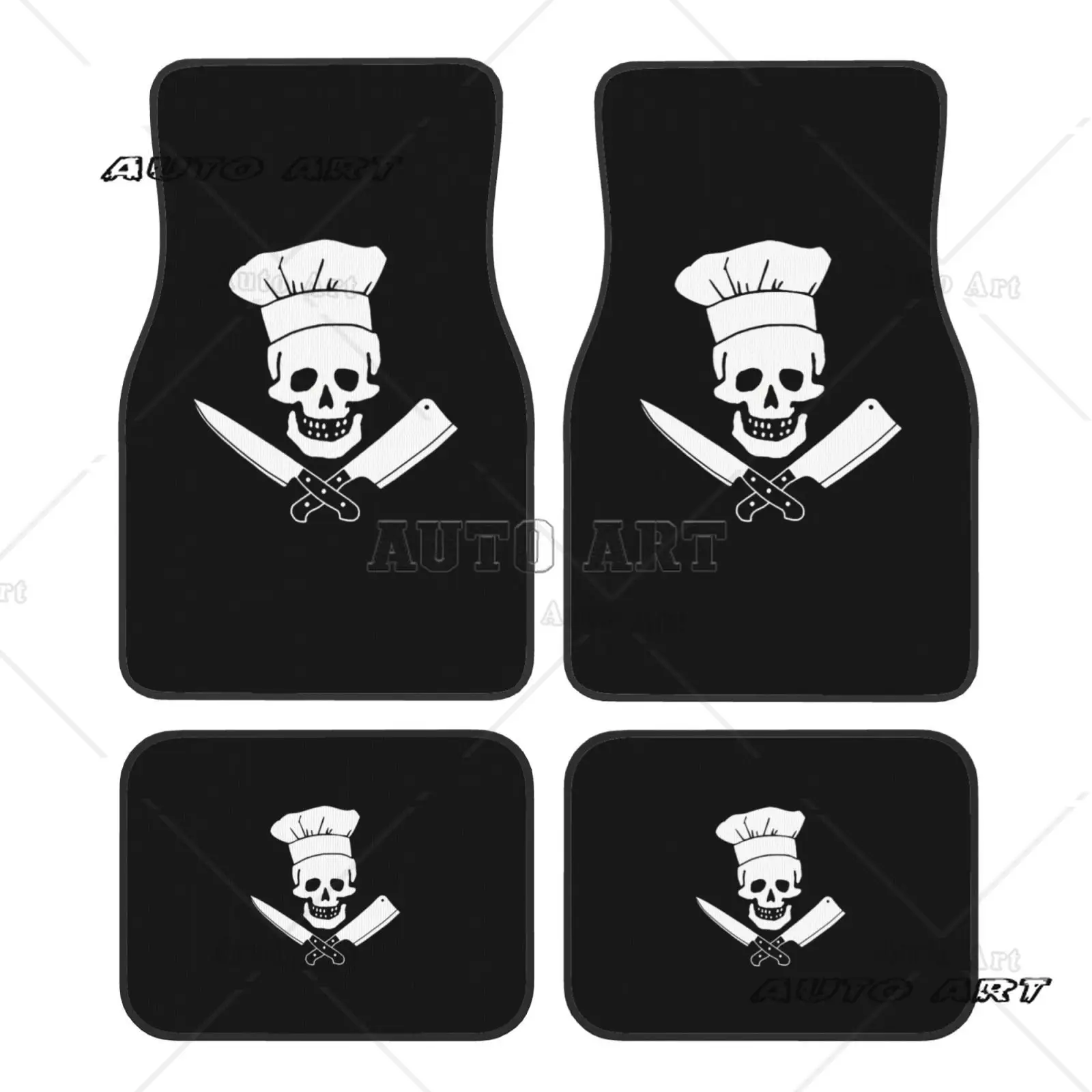 

Chef Skull Print Car Floor Mats Set of 4 Pcs Non Slip Car Foot Mats Carpets Rugs Universal for Sedan SUV Auto Interior Protector
