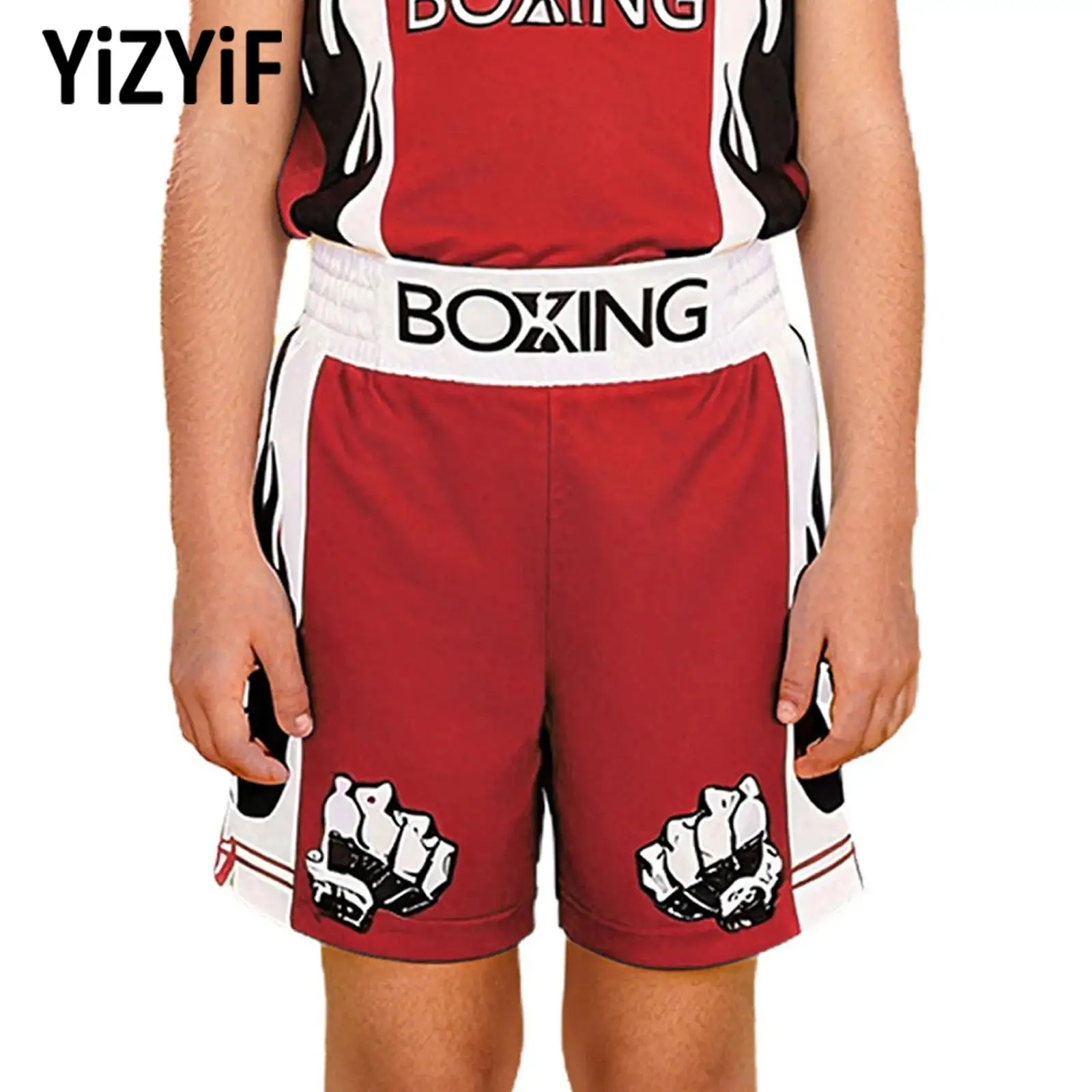 الأولاد الملاكمة القتال السراويل بسط الجانبين الشق أنيق مطبوعة MMA الملاكمة التايلاندية السراويل الطفل كيك بوكسينغ الملابس فنون الدفاع عن النفس جذوع #1