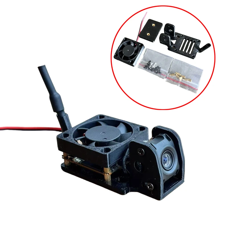 

1Set For DJI O4 Air Unit Video Transmission Fixed Mounting Bracket Camera Mount Gimbal Base w Cooling Fan for FPV Drone/RC Car