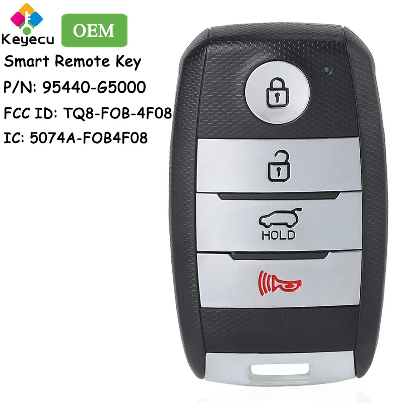 

KEYECU OEM Keyless-Go Smart Remote Control Car Key With 4 Buttons for Kia Niro 2017 2018 2019 2020 Fob 95440-G5000, TQ8-FOB-4F08