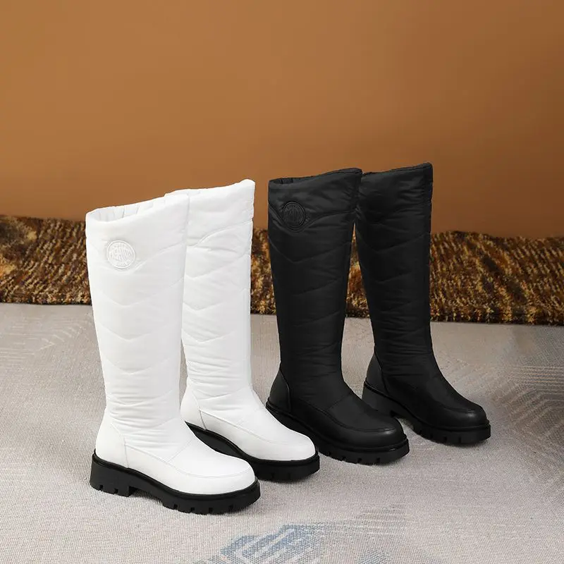 SIMLOVEYO جديد أحذية الثلوج جولة تو 5 سنتيمتر كعب سميك الانزلاق على مقاوم للماء في الهواء الطلق الركبة عالية بوتا أحجام كبيرة 42-43 الشتاء الأحذية بيع