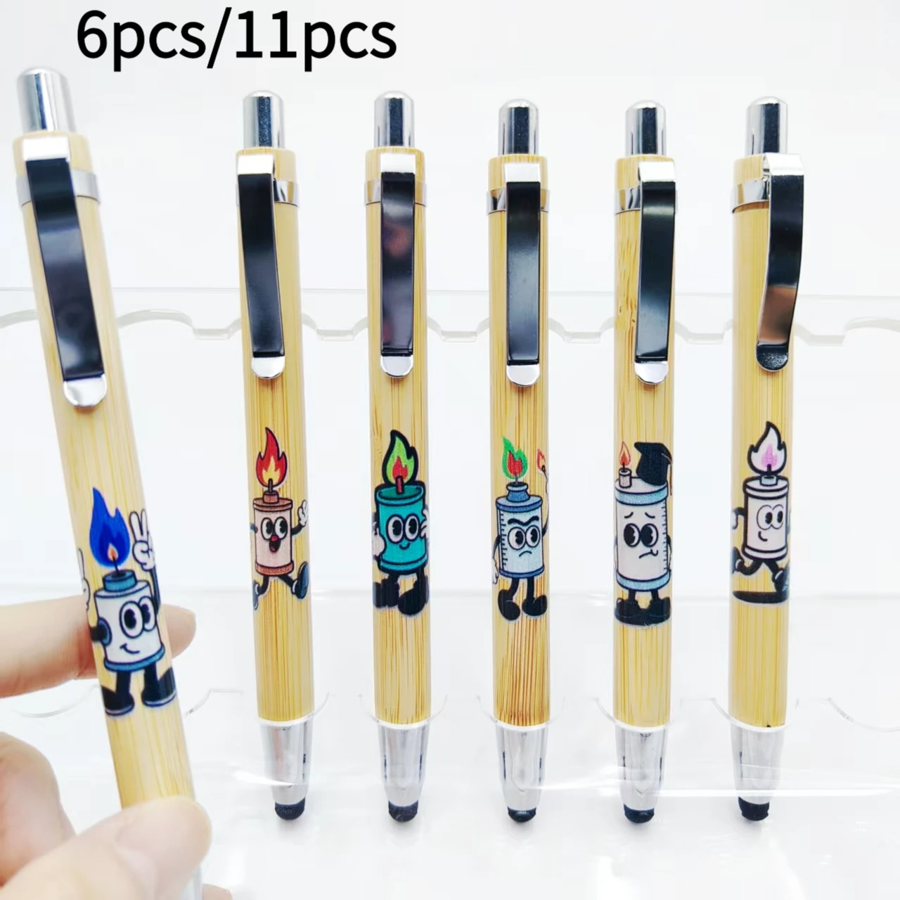 

6 шт./11 шт., лабораторная спиртовая лампа, бамбуковая ручка, спиртовая лампа, шариковая ручка для моделирования, сенсорный экран, подарочная шариковая ручка