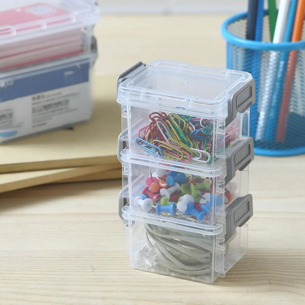 

6 Pcs Transparent Storage Box Desktop Organizer Case Plastic Jewelry Container Square