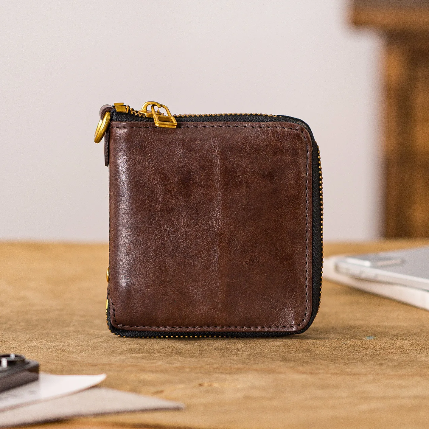 

casual luxury handmade high quality first layer cowhide men's short small wallet simple vintage genuine leather teens coin purse