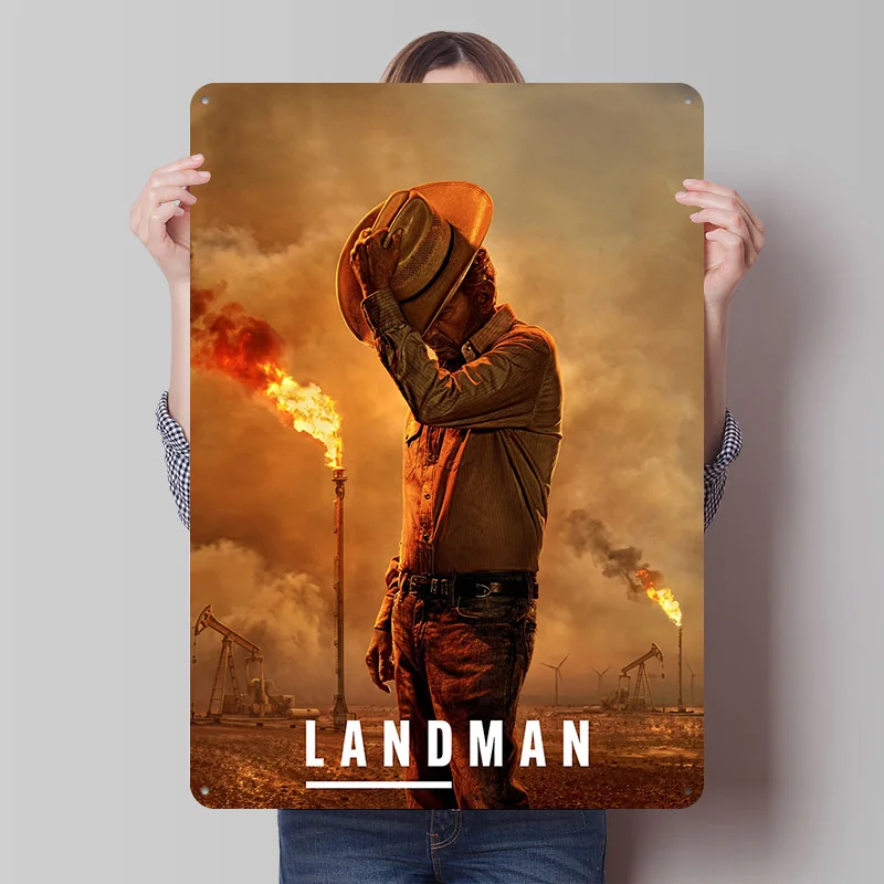 Landman TV Series Tinplate Poster Custom Wall Art Vintage Metal Signs Retro Tin Plaque for Decoration Home Decor Accessories