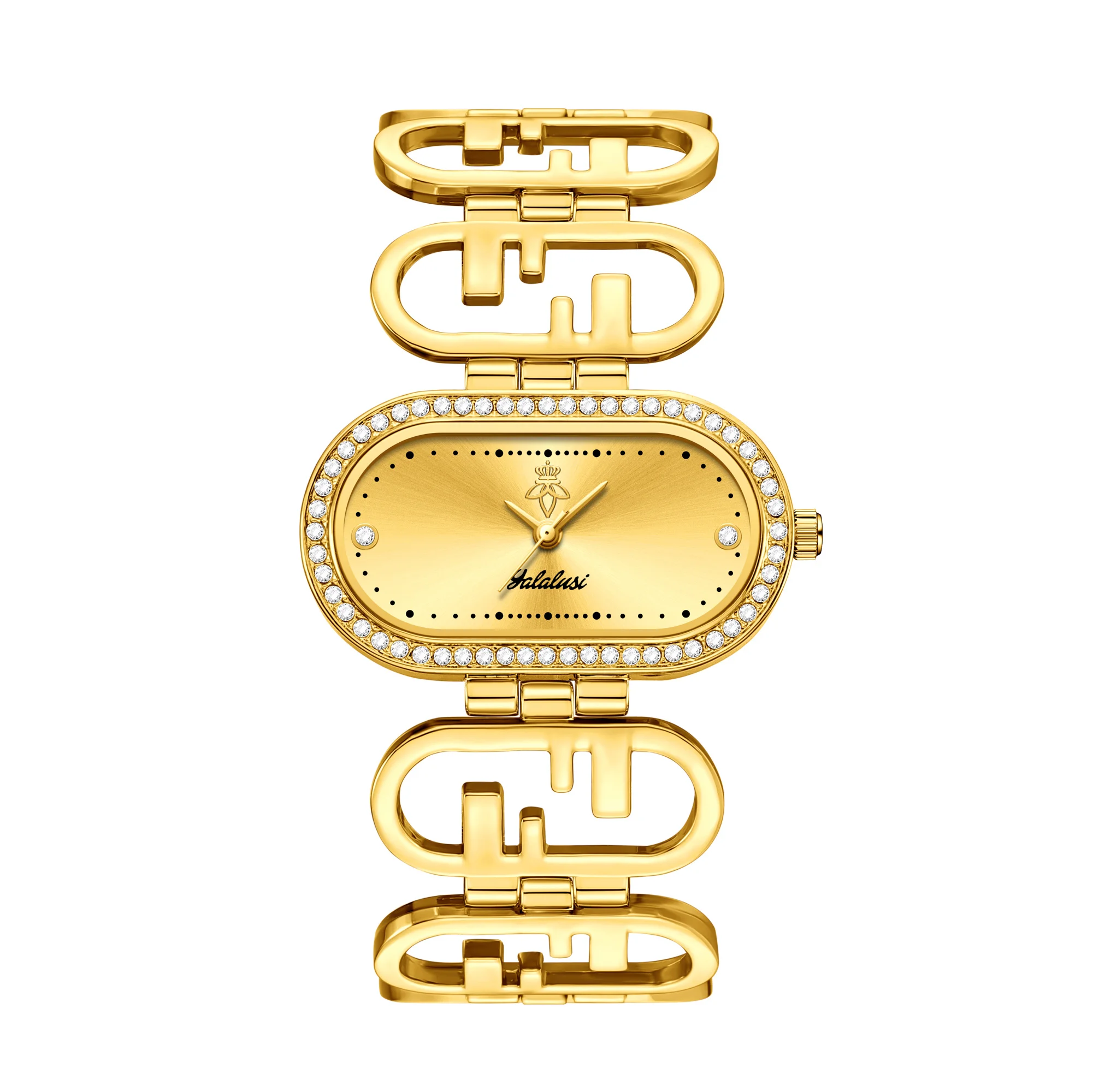 Women's Gold & Silver Oval Quartz Watch, Elegant Design