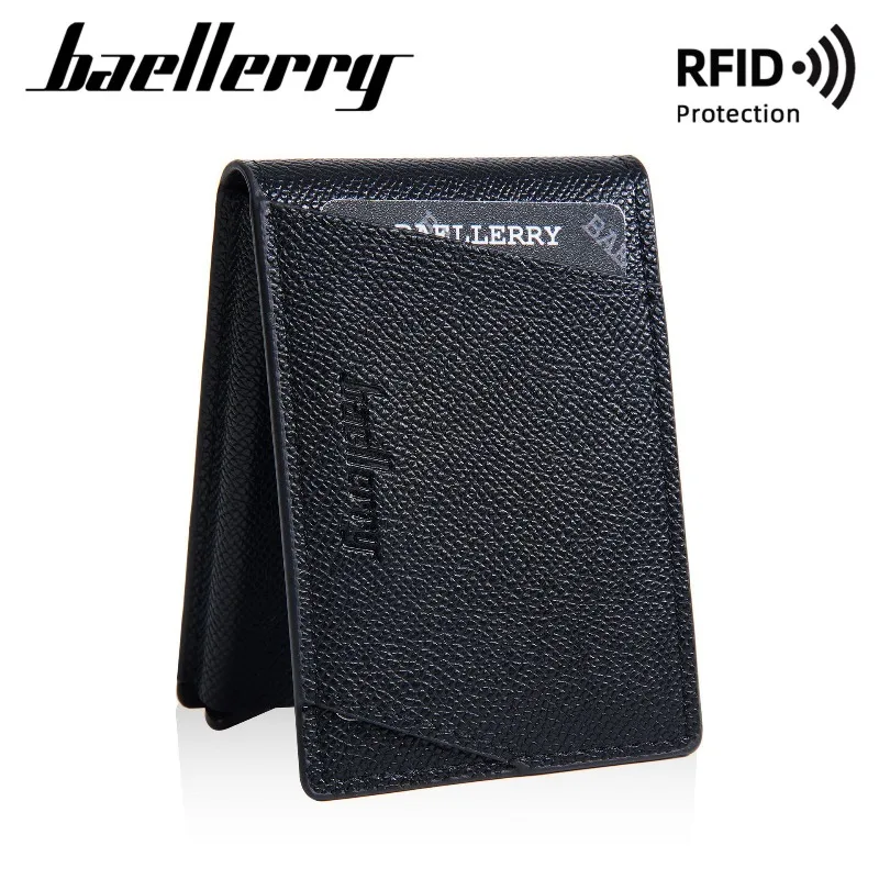 Baellerry Men's Pu Leather Card Holder Built-In Pop-Up Card Box Rfid Anti-Theft Protection Male Mini Wallet Multiple Card Holder