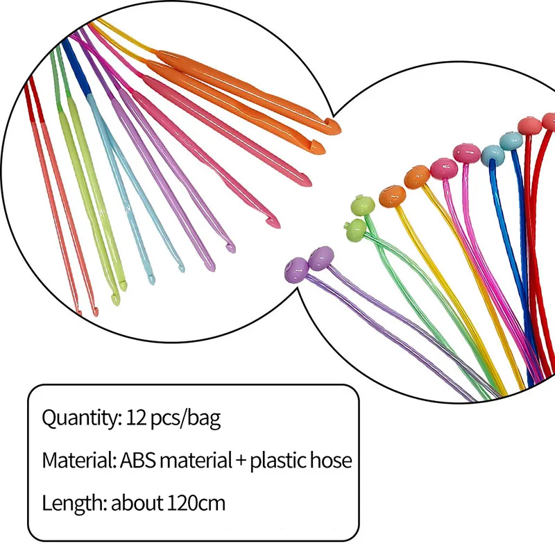 12 قطعة/المجموعة الملونة البلاستيك أنبوب مرن الأفغانية تونسي السجاد الكروشيه السنانير النسيج الإبر 120 سنتيمتر الحياكة أداة سترة الإبر #5