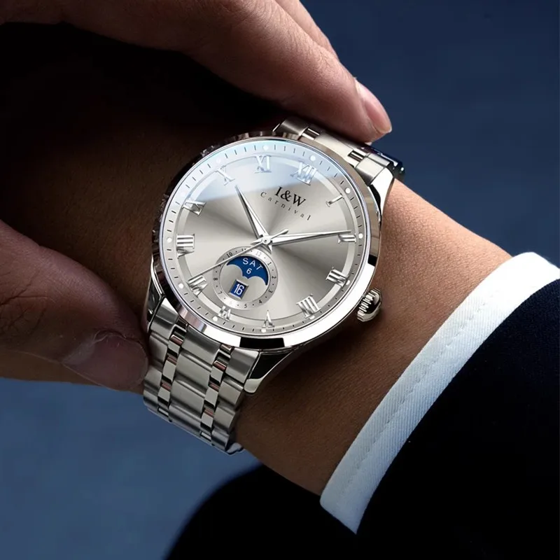 CARNIVAL marque Montre mécanique de luxe saphir calendrier MIYOTA mouvement montres automatiques étanche pour Homme Montre Homme