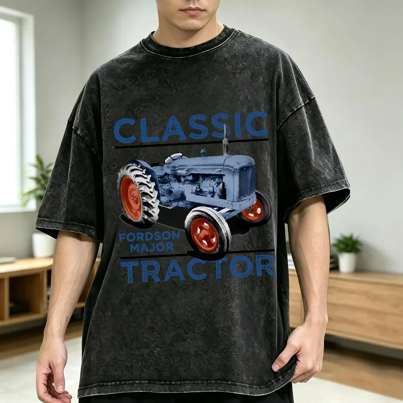 washed T Shirt Classic Tractors Fordson Major Inspired Retro vintage Washed Stretched graphic Comfortable Unisex Stylish Casual