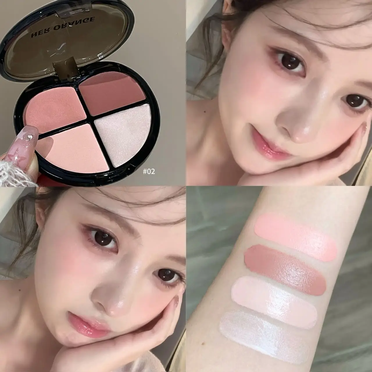 Herorange Multi-Color Blush Balm 4 Shades Smooth Texture Brighten Contour Daily Makeup