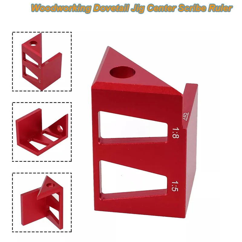 45/90 Degree 3D Miter Angle Ruler Aluminum Alloy Center Finder Woodworking Square Dovetail Jig Multifunctional Marking Gauge