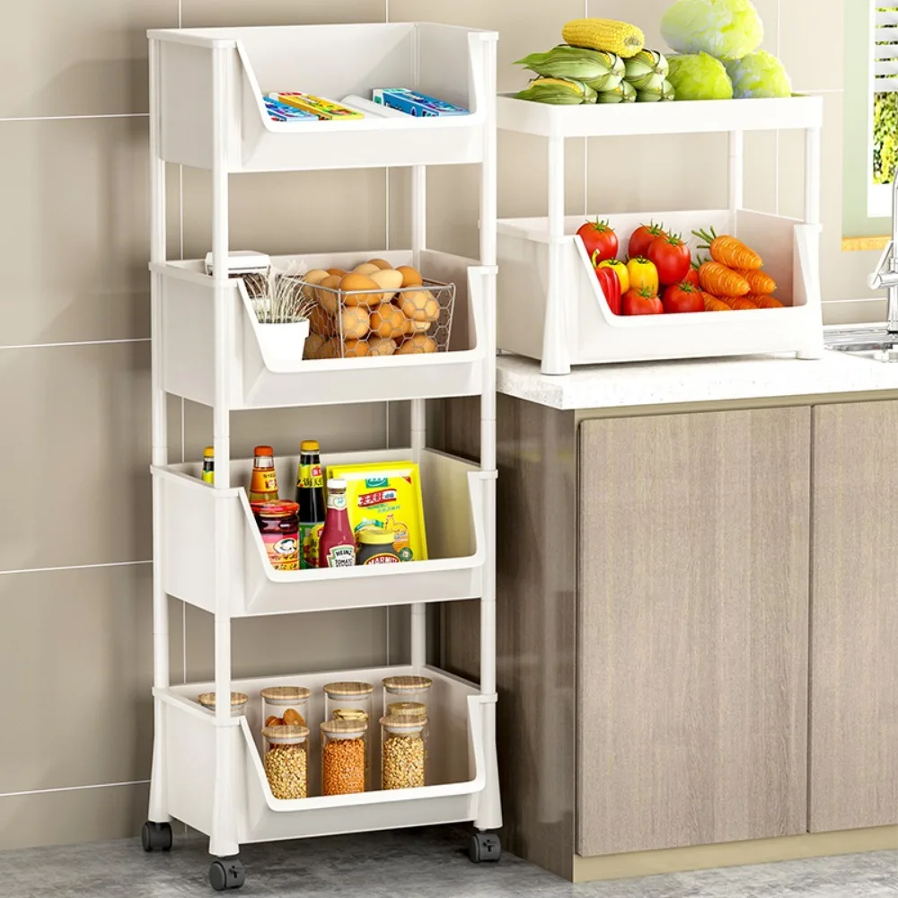 LH Trolley Kitchen Storage Rack Large Multifunctional Multi-layer Save Space Mobile Kitchen Gap Organizer Rack with Wheels