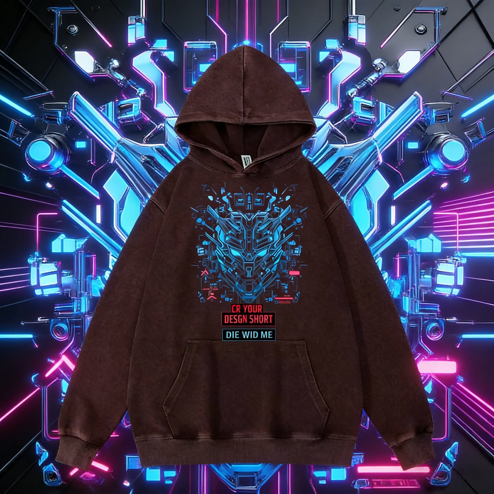 التخصيص خمر هوديي غسلها | بني عتيق | سويت شيرت بغطاء للرأس من القطن الخالص | أسلوب المستقبل | تخليل الأحماض | للجنسين #2