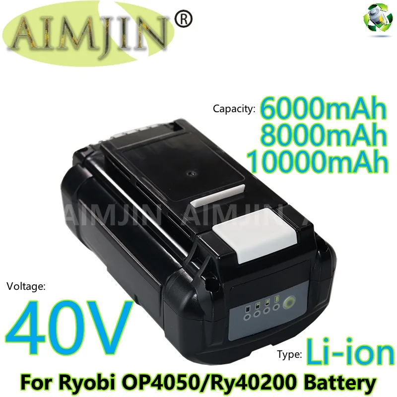 

40V 6.0Ah 8.0Ah 10.0Ah Li-ion Battery OP40401 OP4050A for Ryobi OP4050 RY40502 RY40200 RY40400 Power Tools Replacement Battery