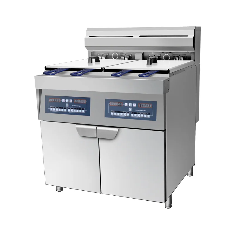 Vertical Computer Board Fryer Commercial Single Cylinder Double Screen with Timer Knob Edition Electric Fryer