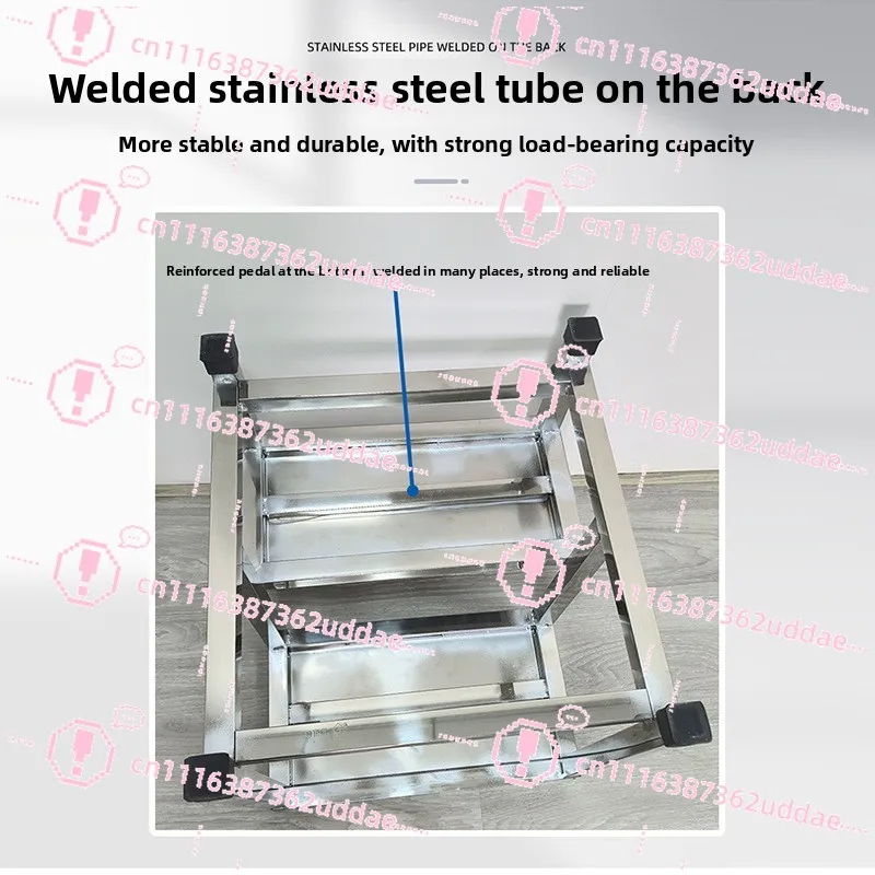 Stainless Steel Pedal Stool Household Stool Double Step Pedal Stool Non-slip Double Layer Load-bearing