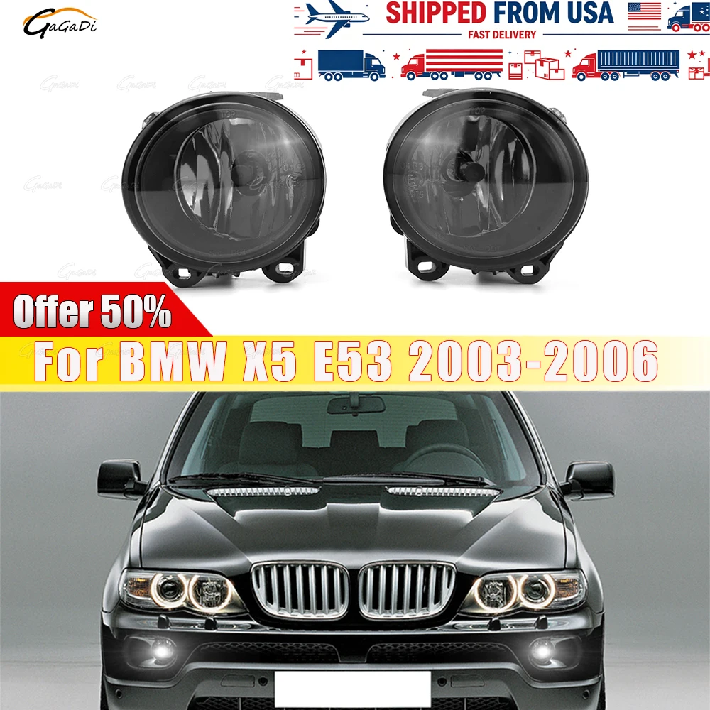 Fit For 2003-2006 BMW X5 E53 Fog Lights Driving Lamps Cover Car Front Bumper Lamp Left Right Waterproof Fog Housing Auto Parts