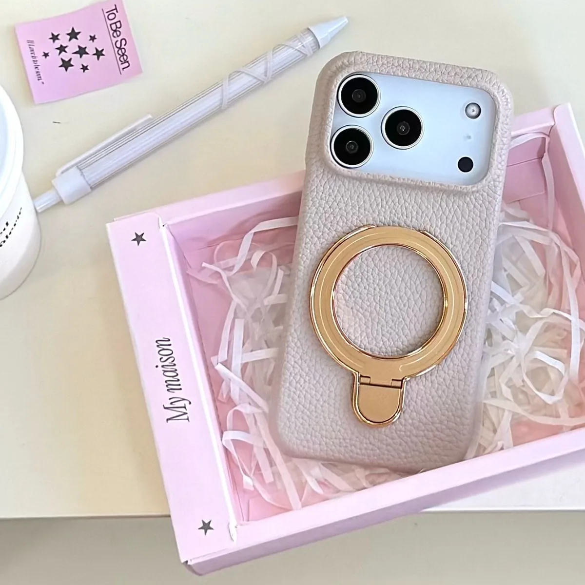 Magnetische Handyhülle mit Metallringständer für iPhone 17 AIR 16 15 Pro Max 14 Plus 13 12 Mini Leder Magsafe Protector Soft Cover
