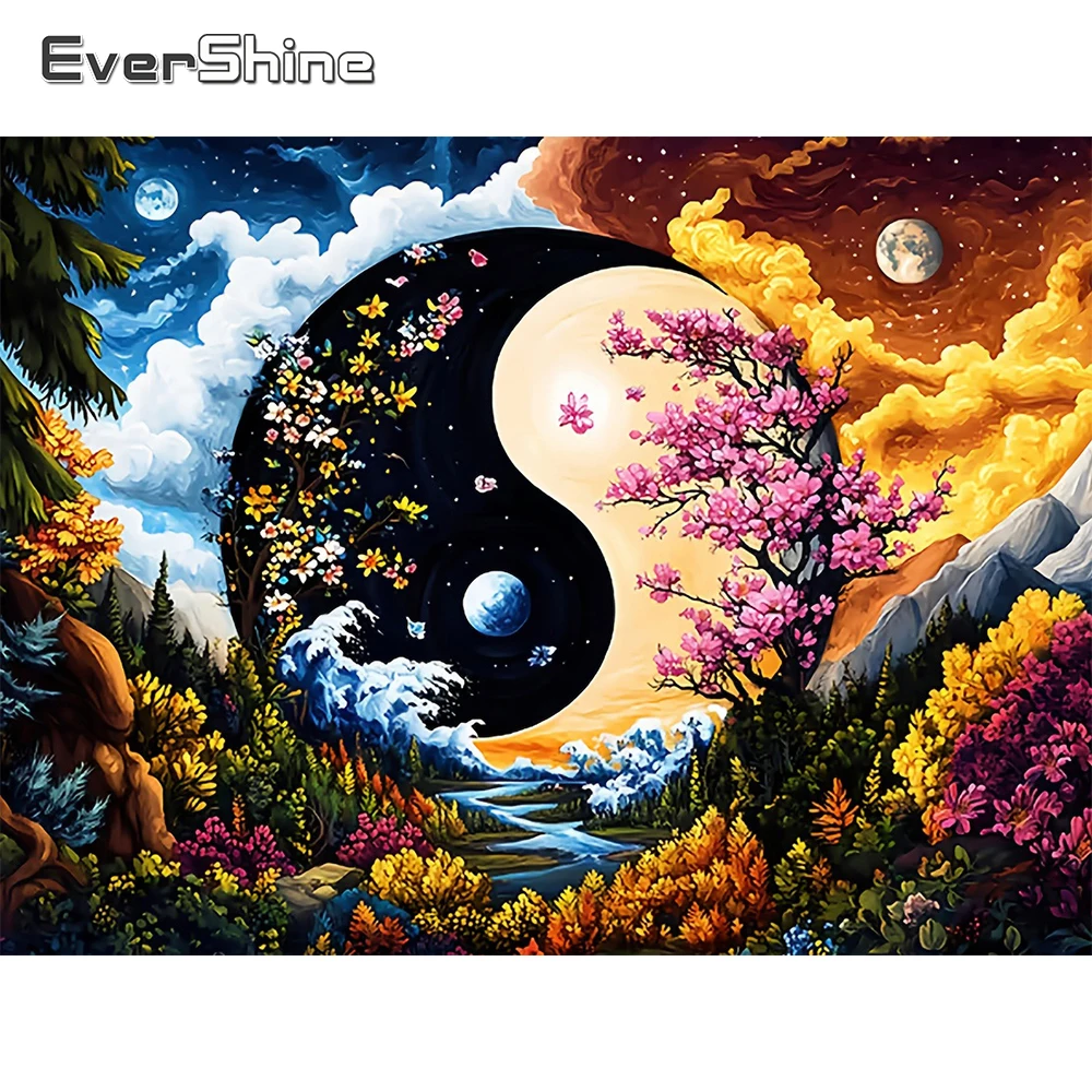 Evershine Diamant Malerei Tai Chi Bild Von Strass Mosaik Landschaft 5D DIY Kit Stickerei Baum Hause Dekoration