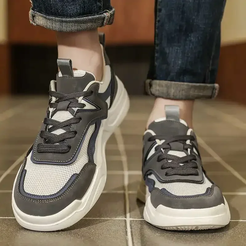 

The Classic Series of Color-blocking Men's Large-sized, Flat-top, Low-cut Lace-up Casual, Fashionable and Versatile Sneakers