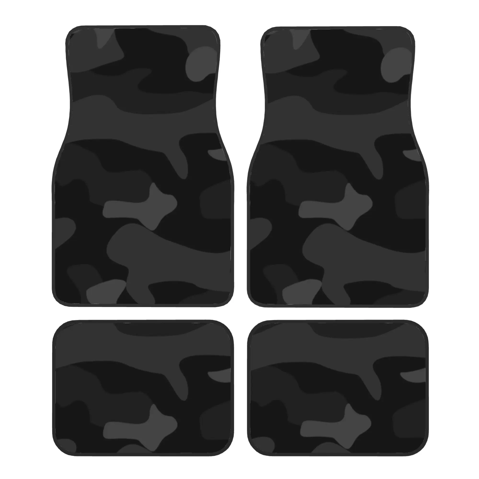 

4PCS Crystal Velvet Car Floor Mats Black Camouflage Car Carpet Floor Protection Camo Universal Auto Front And Rear Foot Mats