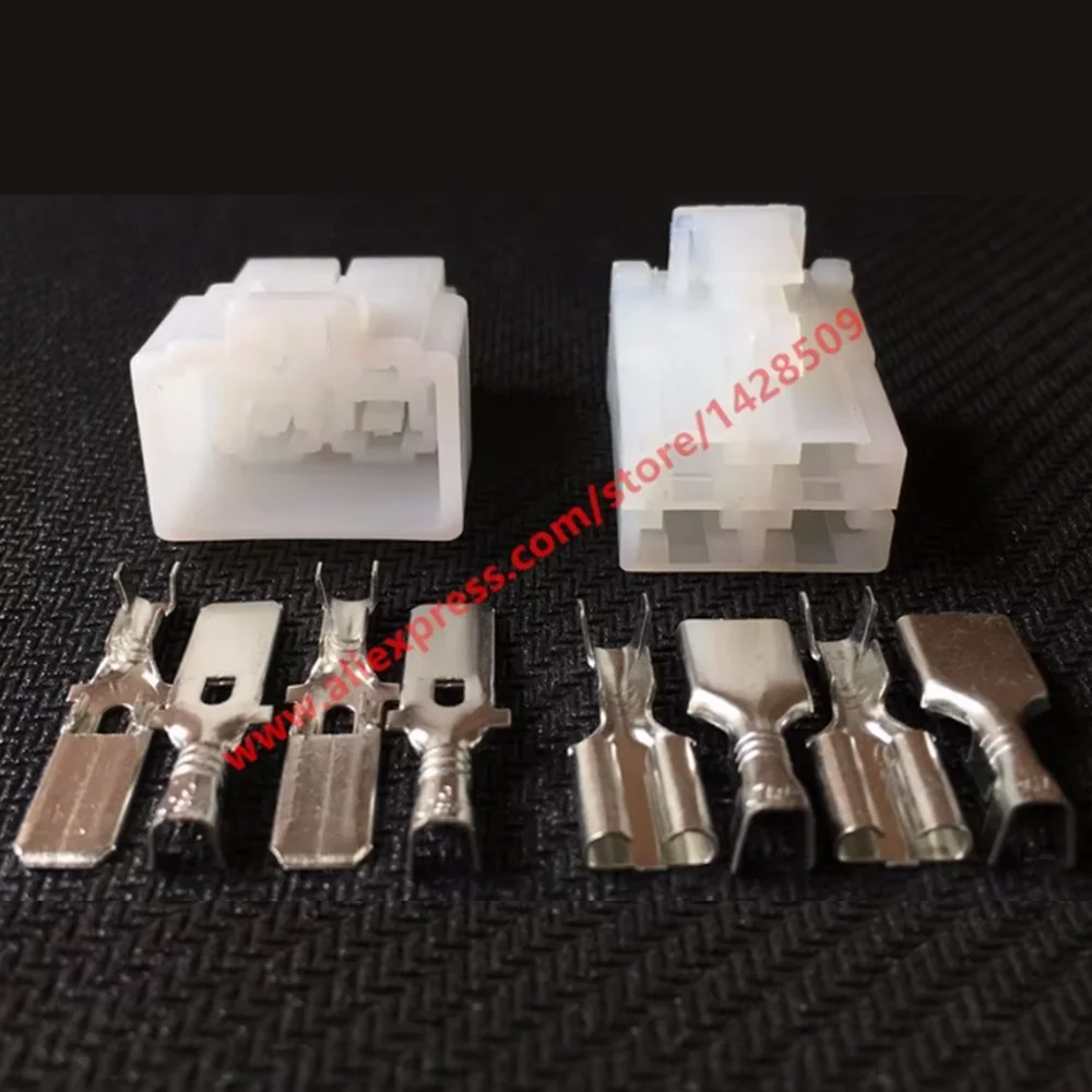 1 Set 4 Pin 6.3 Series PA66 7122-2840 7123-2840 Electric Plug Connector DJ7042A-6.3-11 DJ7042A-6.3-21