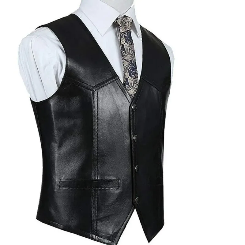 Mens Suit Vests Custom Made Leather Vests for Men Formal Leather Vests