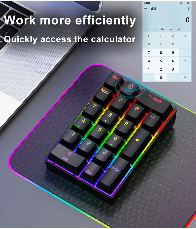 K20 Mechanical Numeric Keypad 20 Keys Type-C Wired Blue Red Switch Calculator Shortcut Full Key Anti Ghosting Office Accounting