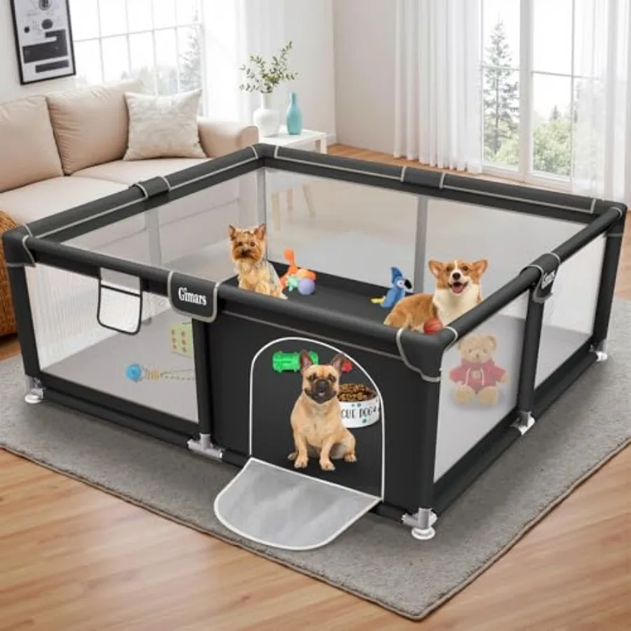 

50x50x26 Inches Puppy Playpen with Gate Dog Playpen for Puppies or Small Dogs Sturdy Safety Dog Fence Pet Playpen with Thickene