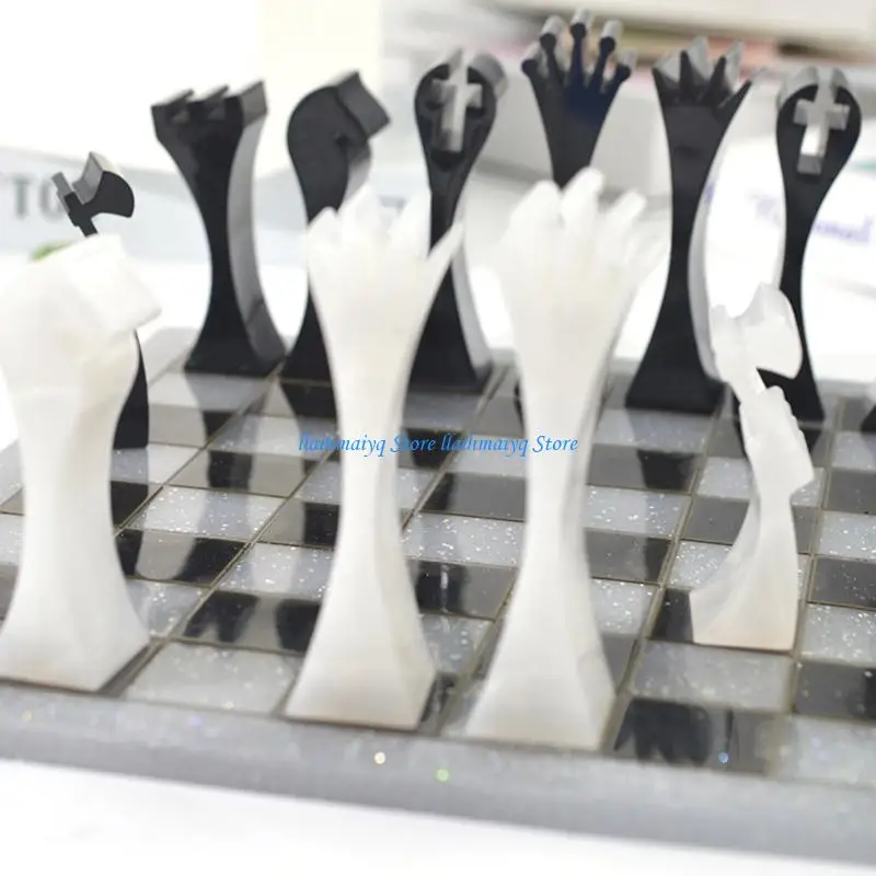 573B Chess Pieces Epoxy Casting Mold International Checkers Silicone Mould for DIY Resin Crafts Making Table Decoration