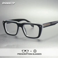 Gafas de lectura de acetato de lujo para hombre, gafas fotocromáticas cuadradas antiluz azul, monturas para miopía, hipermetropía