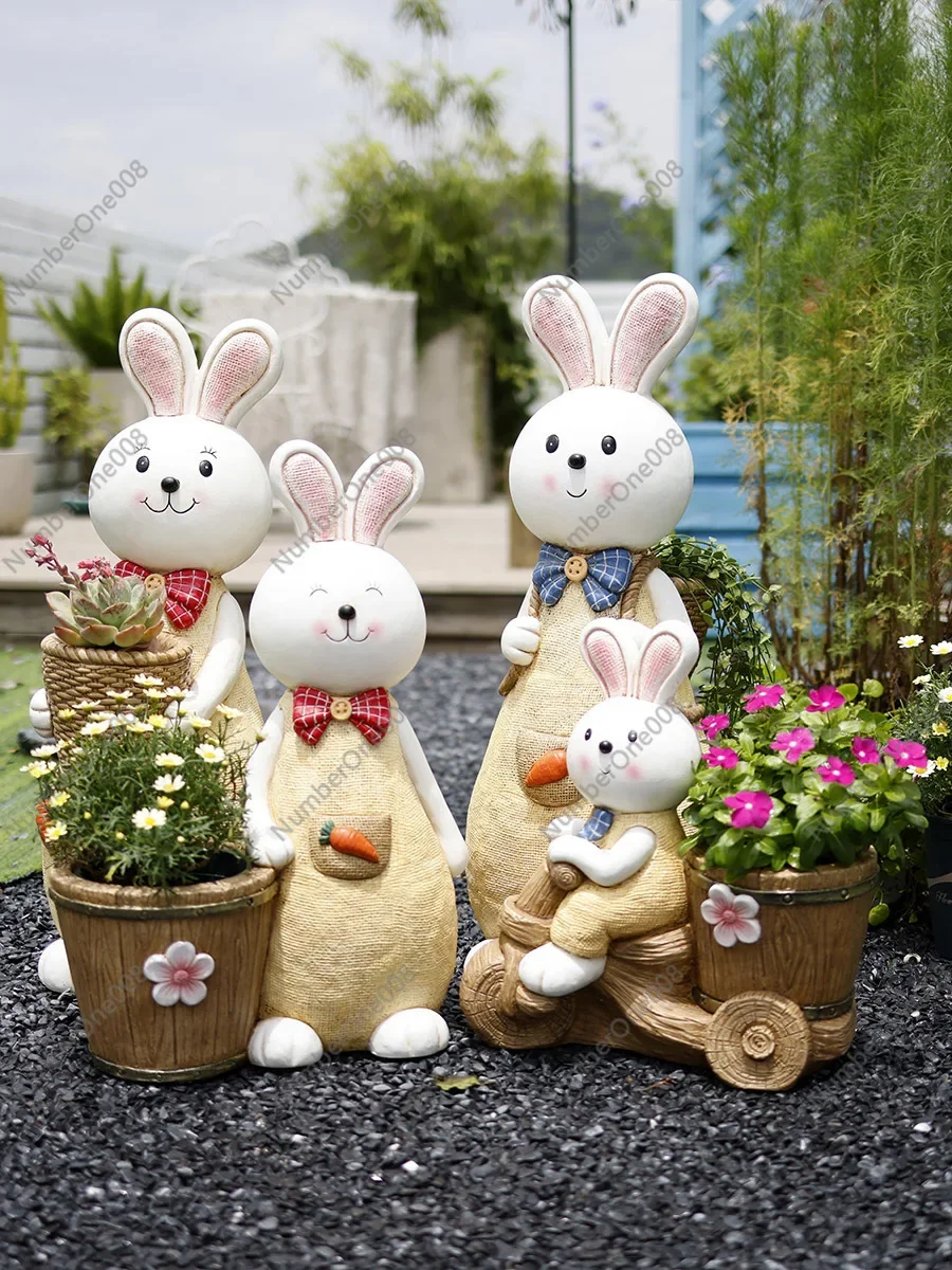 Creative Personality Garden Balcony Large Cute Bunny Outdoor Succulent Plant Flower Pot Handicraft Garden Ornament