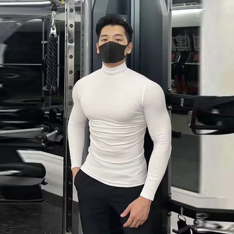 Thermo-Unterwäsche Tops Herren Winterkleidung Thermoshirt Herbst Herren Winterstrumpfhose Stehkragen Dünn Slim Fit Langarm T-Shirt