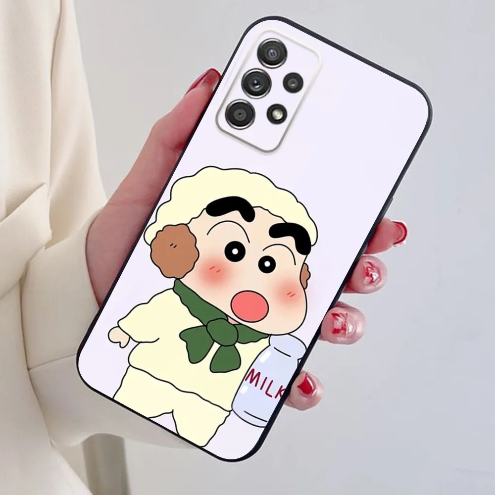 Phone Case For Samsung S24,S21,S22,S23,S30,Ultra,S20,Plus,Fe,Lite,Note,10,9,5G C-Crayon S-Shin-chan Black soft silicone case