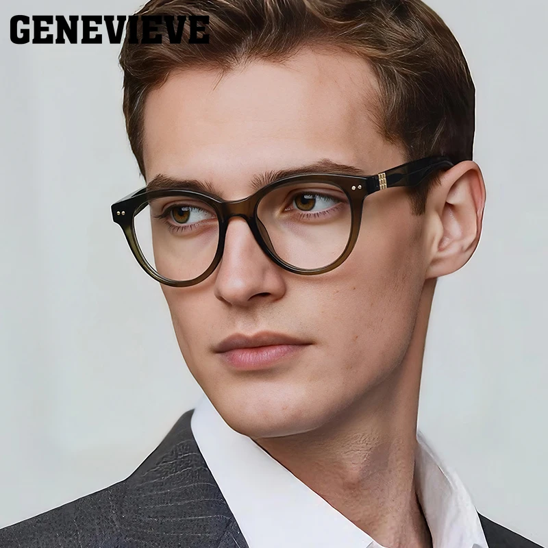 

GENEVIEVE, простые новые геометрические круглые оправы, дизайн унисекс, очки для чтения с защитой от синего света, фотохромные, настраиваемые по рецепту